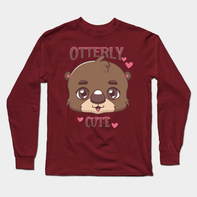 Otterly cute pun design Long Sleeve T-Shirt by GazingNeko